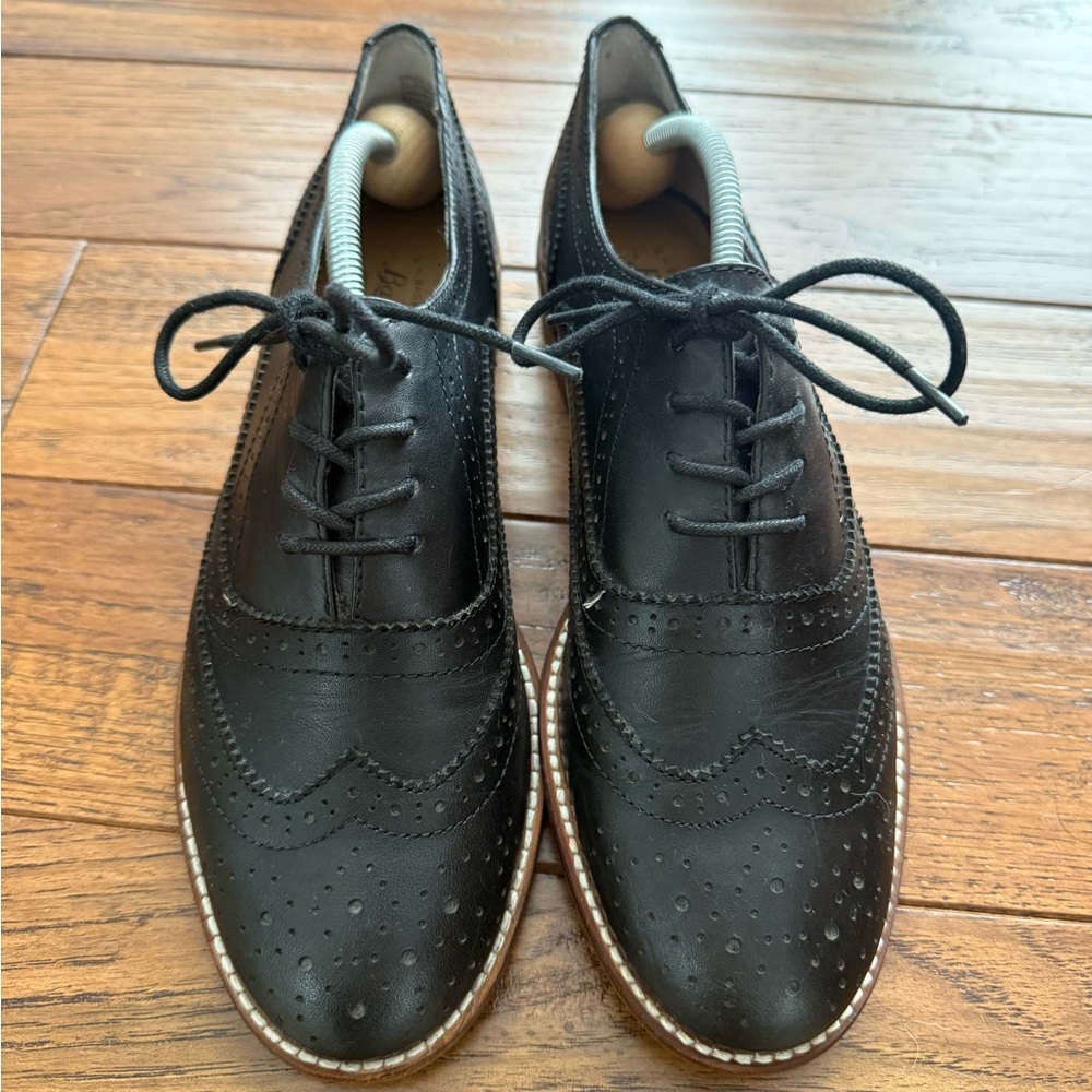 Bass Classic Black Leather Lace Up Loafers / Brogues - size 8.5/9 (EU39)